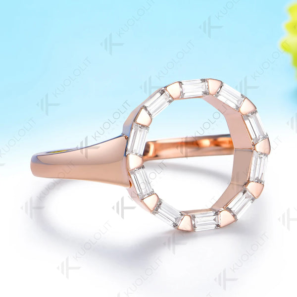 Kuololit 1CTW Moissanite Band Custom Ring for Women Solid 14K 10K Rose Circle Gold Ring for Anniversary Christmas Gifts Party
