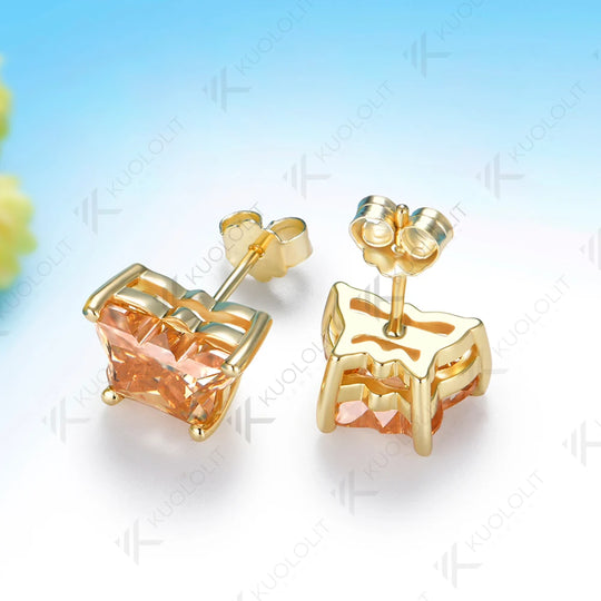 Kuololit 4CTW Butterfly Champagne Moissanite Clip Earring for Women Solid 14K 10K Yellow Gold Earring for Christmas Gift Party