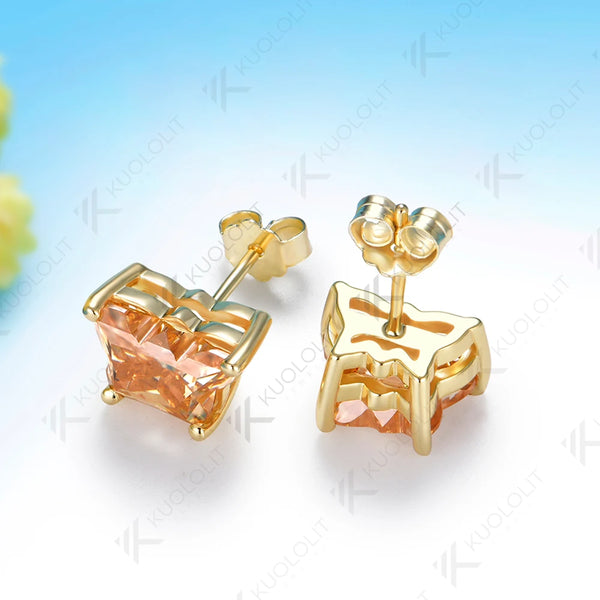 Kuololit 4CTW Butterfly Champagne Moissanite Clip Earring for Women Solid 14K 10K Yellow Gold Earring for Christmas Gift Party