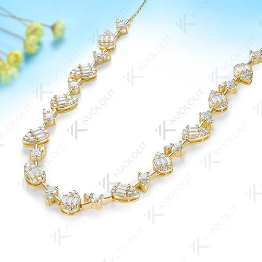 Kuololit 15CTW Moissanite Custom Necklace for Women Men Solid 585 14K 10K Yellow Gold  for Anniversary Christmas Gifts Jewelry