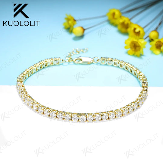 Kuololit 5.3CTW Moissanite Tennis Bracelets for Women Men 585 14K 10K Adjustable Chains for Engagement Wedding Party Christmas