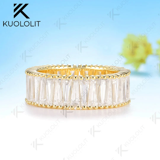 Kuololit 6CTW Moissanite Ring for Men Women Solid 14K 10K 585 Yellow Gold Wedding Band for Anniversary Christmas Gifts Party