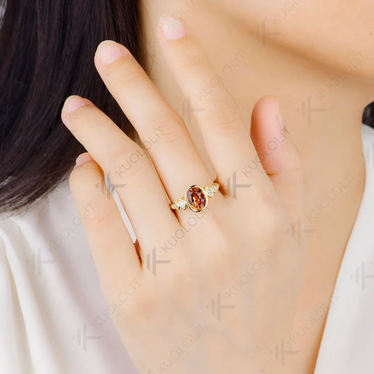 Kuololit 2CT Lab Grown Fanta Sapphire Custom Ring for Women Solid 14K 10K 585 Yellow Gold Engagement Ring for Christmas Party