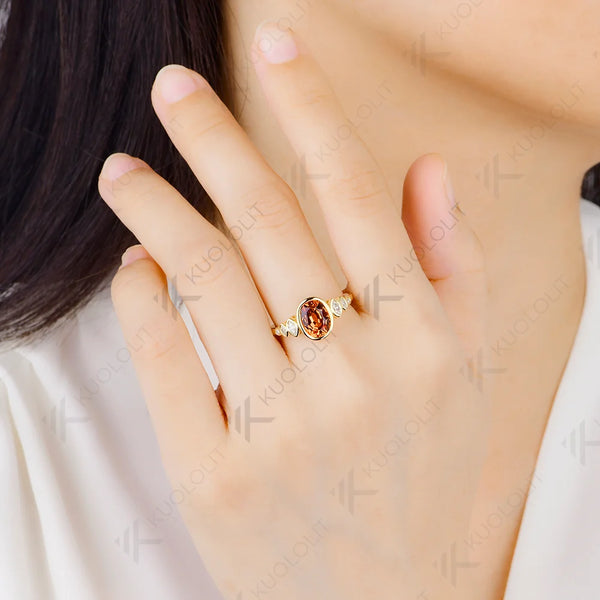 Kuololit 2CT Lab Grown Fanta Sapphire Custom Ring for Women Solid 14K 10K 585 Yellow Gold Engagement Ring for Christmas Party