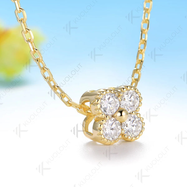 Kuololit 0.4CTW Moissanite Necklace for Women Solid 14K 10K 585 Yellow Gold Necklace for Christmas Gifts Engagement Anniversary