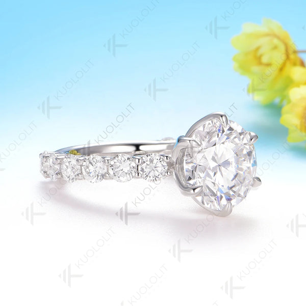 Kuololit 4CT IGI Lab Grown Diamonds Ring for Women D VS1 for Women Solid 14k 10K 585 White Gold for Engagement Christmas Gifts