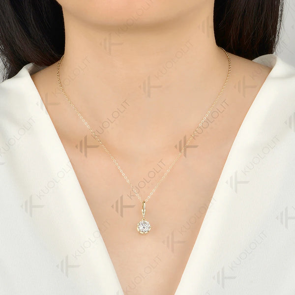Kuololit 2CT IGI Lab Grown Diamonds Custom Necklace for Women Solid 585 14K 10K Yellow Gold Necklace for Christmas Gifts Party
