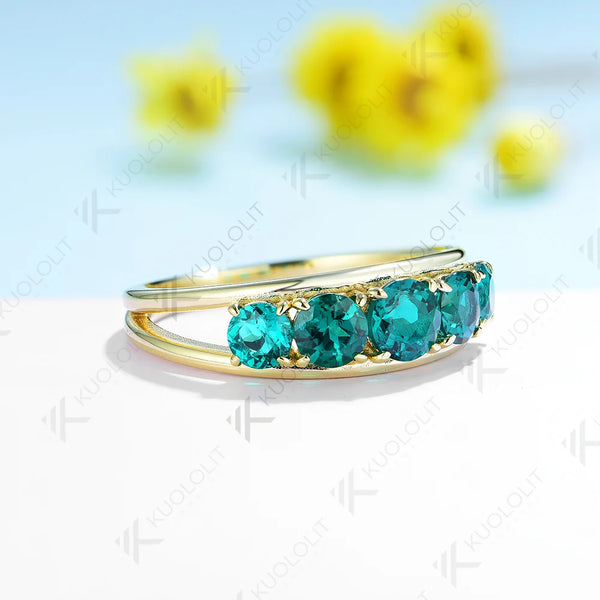 Kuololit 1.9CTW Lab Grown Emerald Gemstone Engagement Rings for WomenSolid18K14K10K Yellow Gold for Party Wedding Christmas Gift