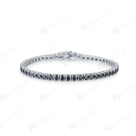 Kuololit 4.0 3.0mm Black Moissanite Tennis Bracelet for Women Men 14K 10K Yellow Gold Tennis Bracelet for Engagement Christmas