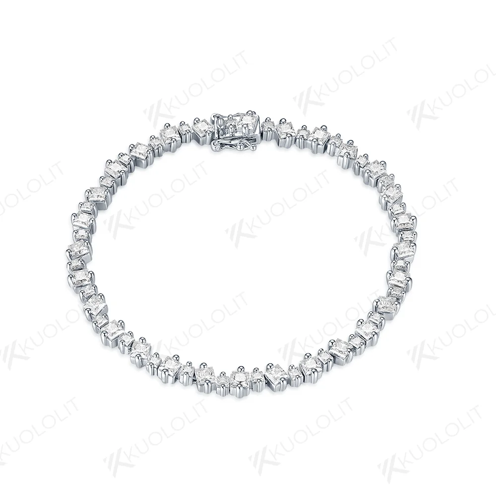 Kuololit 10.64CTW Moissanite Bracelets for Women Men 14K 10K 585 Solid Gold 925 Silver Princess for Engagement Classic Christmas