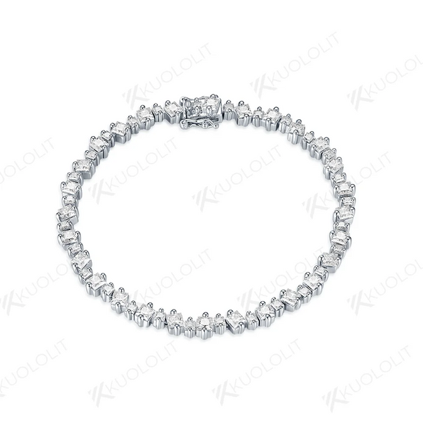 Kuololit 10.64CTW Moissanite Bracelets for Women Men 14K 10K 585 Solid Gold 925 Silver Princess for Engagement Classic Christmas