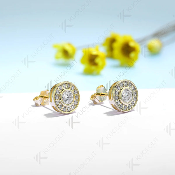 Kuololit 0.94CTW Lab Grown Diamonds Stud Earrings for Women Solid 14K 10K 585 Yellow Gold Diamond Earrings for Christmas Clssic