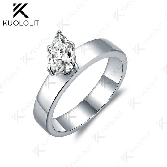 Kuololit 1CT IGI Lab Grown Diamonds Ring for Women Solid 18K 14K 10K 585 White Gold Engagement Ring for Christmas Anniversary