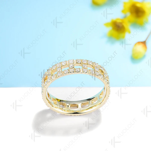 Kuololit 1.2ctw Moissanite Rings for Men Women Yellow Gold PT950 14K 10K 925 Sliver Band Ring for Engagement Wedding Christmas