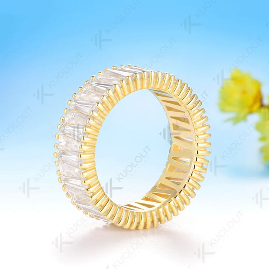 Kuololit 6CTW Moissanite Ring for Men Women Solid 14K 10K 585 Yellow Gold Wedding Band for Anniversary Christmas Gifts Party