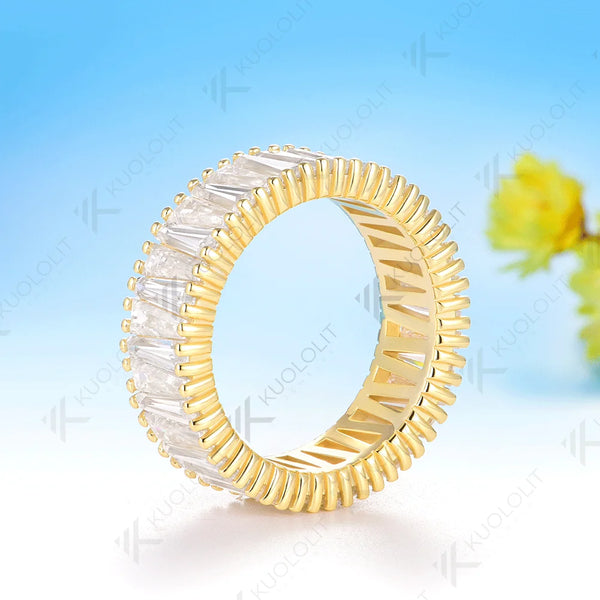 Kuololit 6CTW Moissanite Ring for Men Women Solid 14K 10K 585 Yellow Gold Wedding Band for Anniversary Christmas Gifts Party