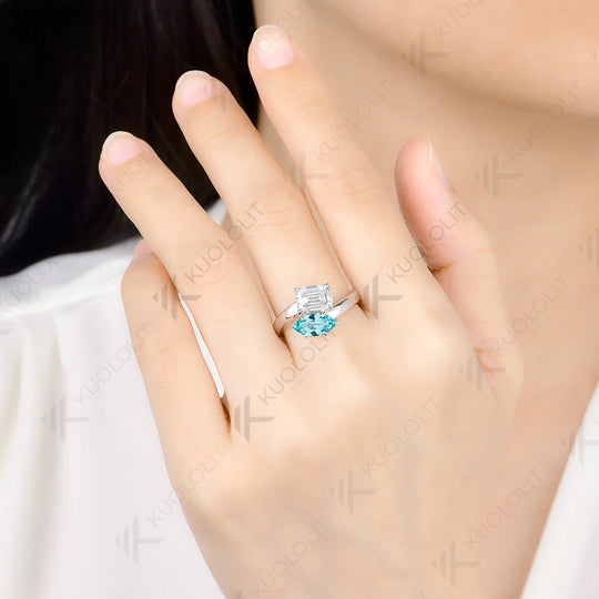 Kuololit 6CTW Paraiba Moissanite Custom Earrings for Women Solid 14K 10K585 Yellow Gold Hoop Earrings for Christmas Gifts Party