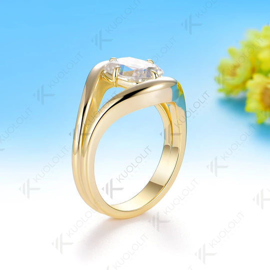 Kuololit 3CT OMC Cushion Custom Moissanite Ring for Women Solid 14K 10K Yellow Gold Engagement Ring for Christmas Gifts Party
