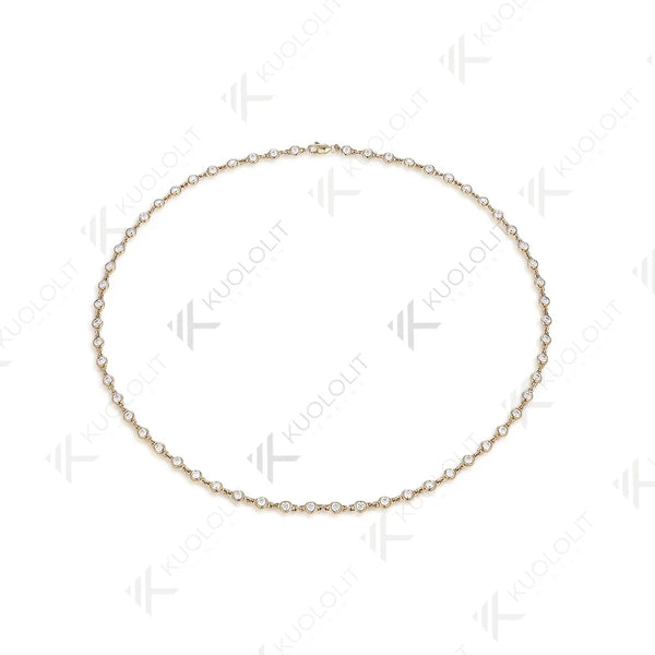 Kuololit 3.5CTW Moissanite Necklaces for Women Men Solid 14K 10K Gold 925 Silver Chain Tennis Necklace for Engagement Christmas