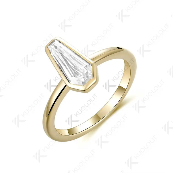 Kuololit 1.3CT Coffin Cut Moissanite Ring for Women Solid 18K 14K 10K 585 Yellow Gold for Christmas Anniversary Gifts Engagement