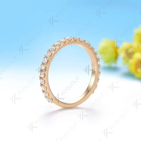 Kuololit 0.6CTW Lab Grown Diamonds Rings for Women Solid 18K 14K 10K 585 Yellow Gold Wedding Band for Christmas Classic Gifts