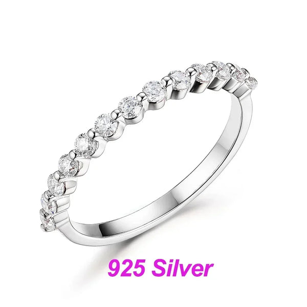 Kuololit Moissanite Ring 585 14K 10K 18K Rose Gold Half Eternity Bubble Rings for Women Jewelry Wedding Diamond Engagement Band