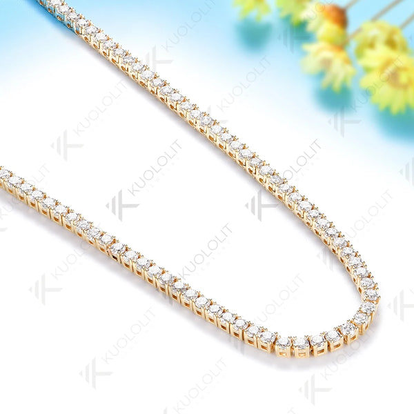 Kuololit 6.5CTW Lab Grown Diamonds 4 Prong Custom Necklace for Women 14K 10K Rose Gold  for Christmas Gifts Anniversary Party