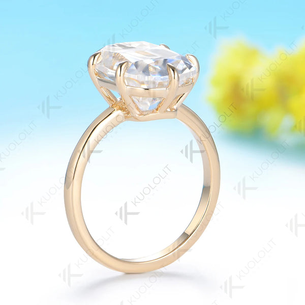 Kuololit 4.5CT OMC Moissanite Custom Ring for Women Solid 14K 10K Yellow Gold Ring for Anniversary Christmas Gifts Party