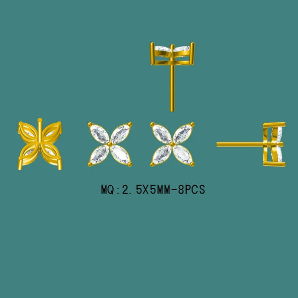 Kuololit Marquise Moissanite Earrings Necklace for Women solid 18K 14K Gold 925 silver Flower Earrings and Necklace for party