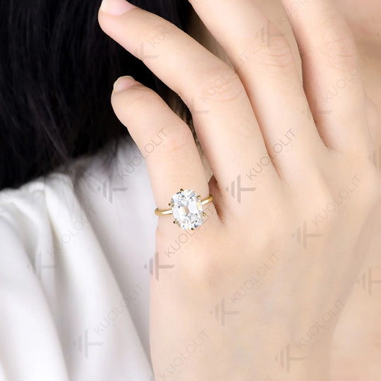 Kuololit 4.5CT OMC Moissanite Custom Ring for Women Solid 14K 10K Yellow Gold Ring for Anniversary Christmas Gifts Party