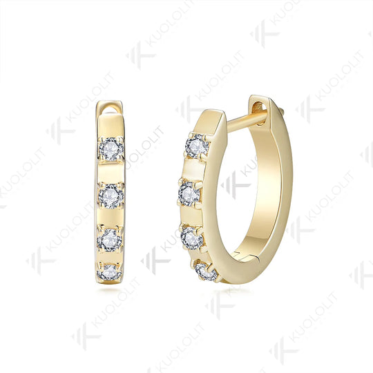 Kuololit 0.25ctw Moissanite Earrings for Women PT950 Solid 14K 10K Gold Silver Yellow Gold Clip Hoop for Party Christmas Classic