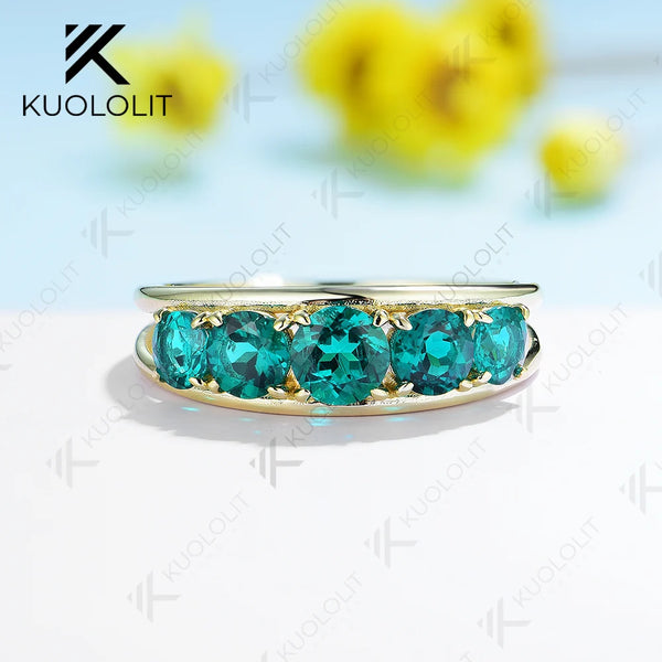 Kuololit 1.9CTW Lab Grown Emerald Gemstone Engagement Rings for WomenSolid18K14K10K Yellow Gold for Party Wedding Christmas Gift
