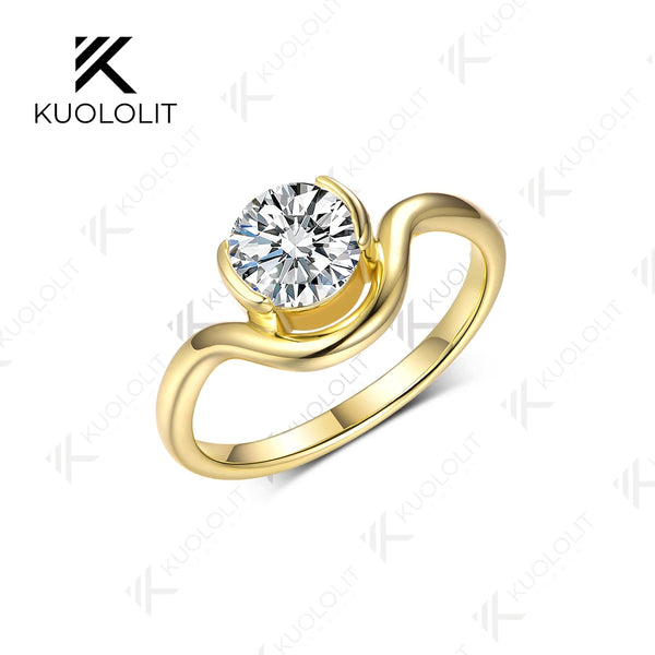Kuololit 1.2ct IGI Lab Grown Diamond Ring for Women Solid 18K 14K 10K Gold D VS1 Diamond Ring for Anniversary Engagement Gifts