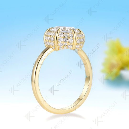 Kuololit 2CT IGI Lab Grown Diamonds Ring for Women Soild 585 14K 10K Yellow Gold Engagement Ring for Christmas Gifts Party