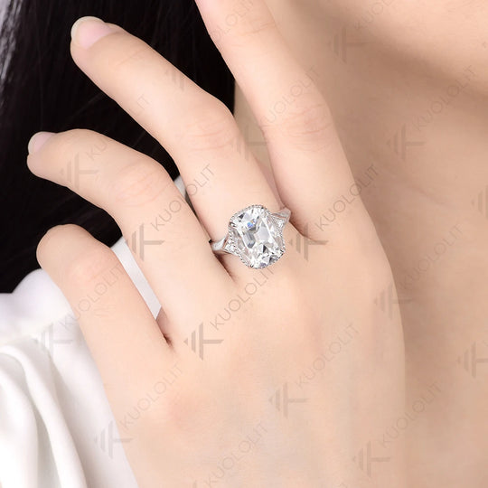 Kuololit 7CT OMC Cushion Custom Moissanite Engagement Ring for Women Solid 14K 10K 585 Yellow Gold Ring for Christmas Gift Party