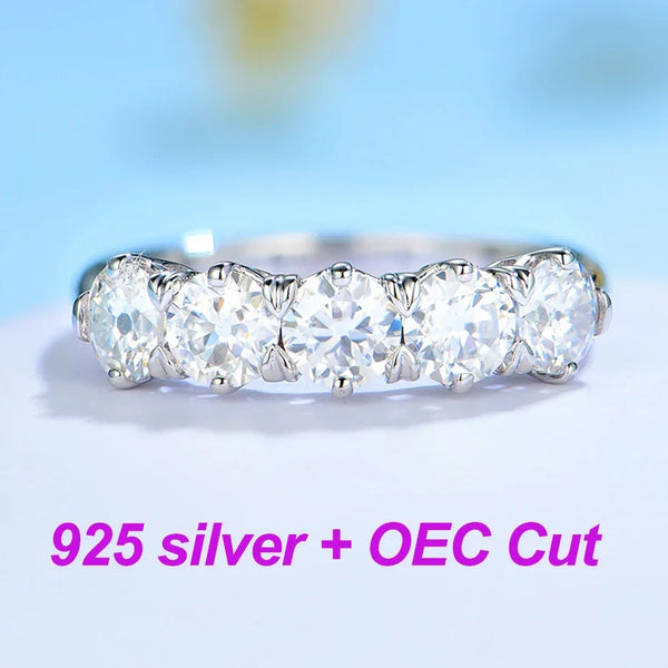 Kuololit 1.5CT Moissanite 585 14K 10K White Gold Rings for Women Round OEC Brilliant Solitaire Full Eternity Wedding Luxury Band