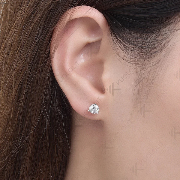 Kuololit 1CTW Lab Grown Diamonds Earrings for Women 18K 14K White Gold Screw Back Stud Earrings for Gift Christmas Party