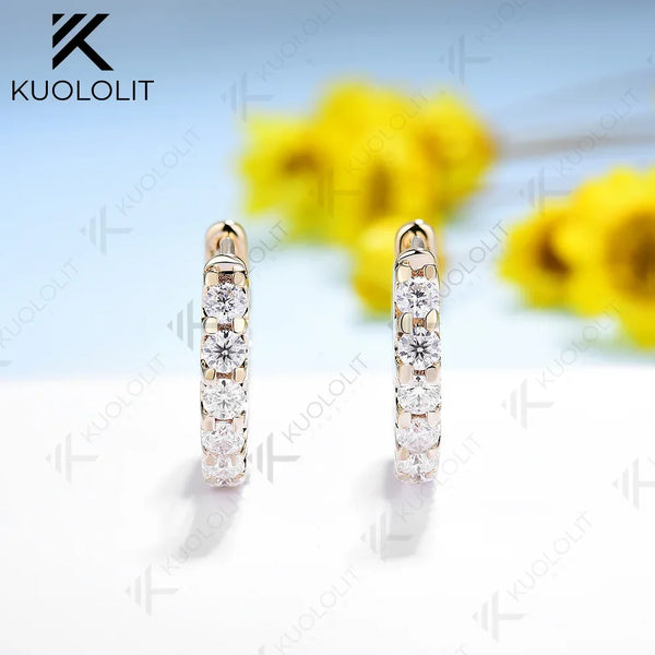 Kuololit Lab Grown Diamonds Hoop Earrings for Women 18K 14K 10K Solid Gold White Gold 925 Silver Clip Hoop for Christmas Classic