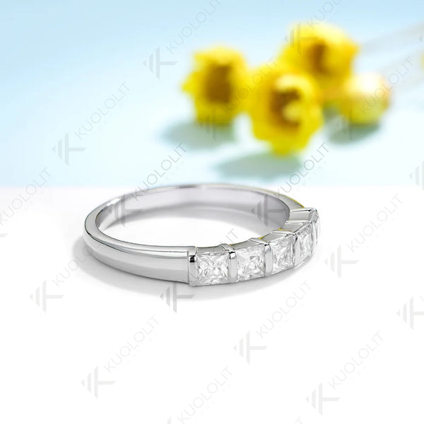 Kuololit1.5CTW Princess Cut Moissanite Ring for Women Solid 18K1410k 585 Rose Gold Wedding Bands for Engagement Christmas Gifts