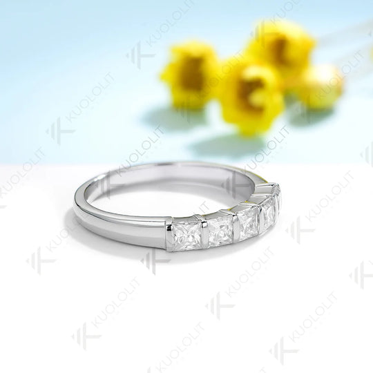 Kuololit 1.5CTW Princess Cut Lab Grown Diamonds Ring for Women Solid18K14K10K Wedding Bands for Engagement Christmas Gifts Party