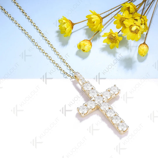 Kuololit 3.36CTW Cross Moissanite Medium Pendant Chain