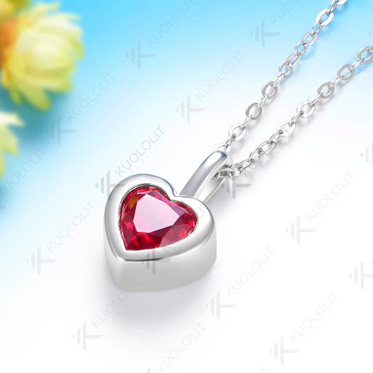 Kuololit 0.8CT Lab Grown Ruby Heart Cut Necklace for Women Solid 585 14K 10K Yellow Gold Necklace for Engagement Christmas Gifts