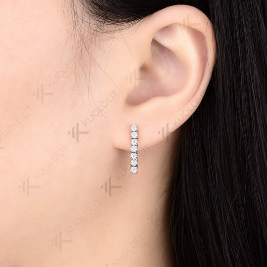 Kuololit 0.63CTW Lab Grown Diamonds Custom Stud Earrings for Women Solid 14K 10K Yellow Long Stud Earrings for Christmas Gifts