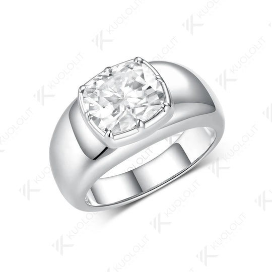 Kuololit 2.5CT Enlonged Cushion Moissanite Ring for Women Solid 14K 10K 585 Yellow Gold Ring for Engagement Christmas Gifts