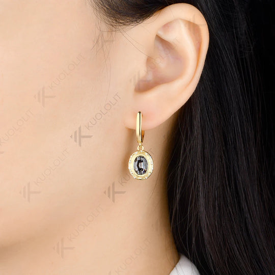 Kuololit 3CTW OMC Grey Moissanite Earrings for Women Solid 14K 10K Yellow Gold Shield Cut Earrings for Christmas Gifts Party