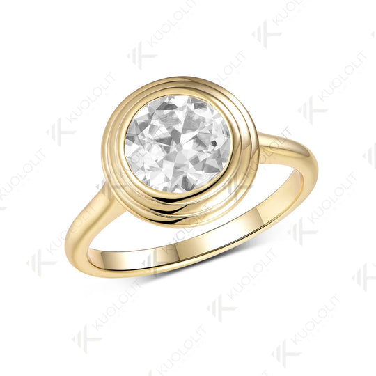 Kuololit 2CT OEC Moissanite Engagement Ring for Women Solid 10K 14K 585 Yellow Gold Ring for Christmas Gift Party Jewelry
