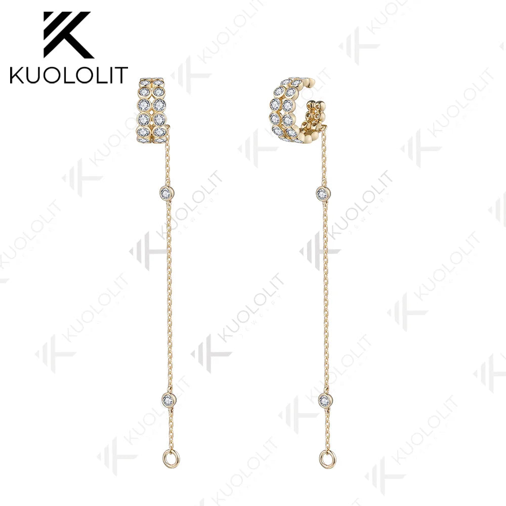 Kuololit 2.2CTW Moissanite Earrings for Women 14K 10K Solid Gold White Gold 925 Silver Clip Hoop for Party Christmas Classic