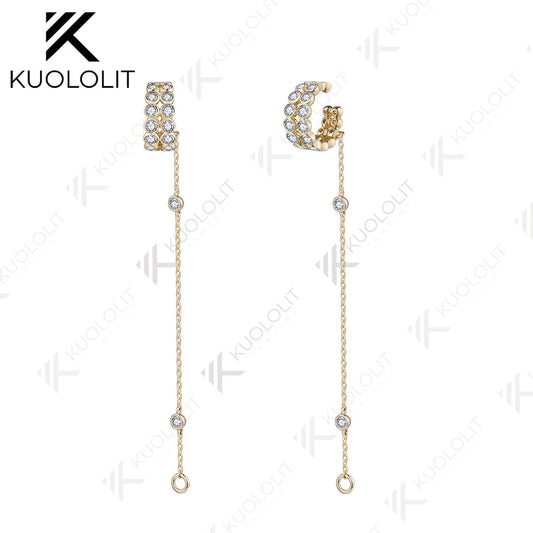Kuololit 2.2CTW Moissanite Earrings for Women 14K 10K Solid Gold White Gold 925 Silver Clip Hoop for Party Christmas Classic