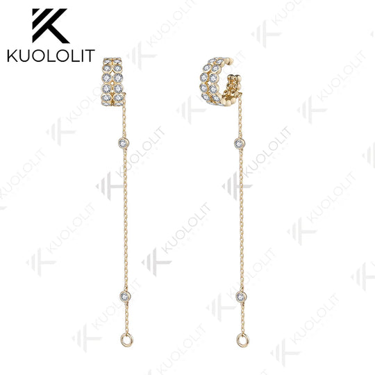Kuololit 2.2CTW Moissanite Earrings for Women 14K 10K Solid Gold White Gold 925 Silver Clip Hoop for Party Christmas Classic