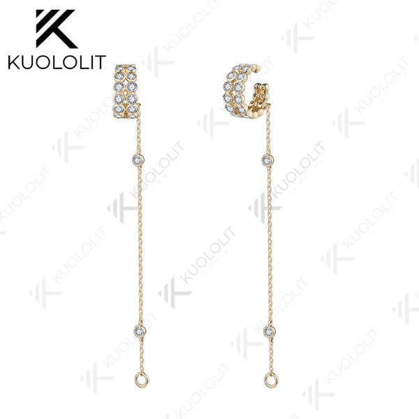Kuololit 2.2CTW Moissanite Earrings for Women 14K 10K Solid Gold White Gold 925 Silver Clip Hoop for Party Christmas Classic